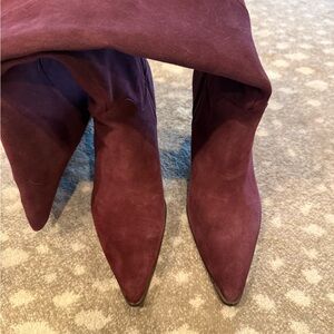 Vince Camuto Women's Burgundy Suede Knee-High Boots Size 9.5 WIDE CALF NEW